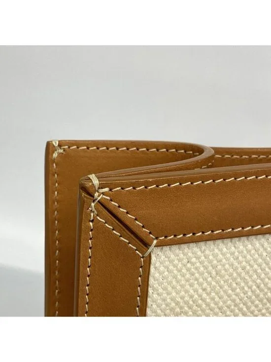 Celine Tote Vertical Cover Canvas Beige Light Brown Gold - Picture 7 of 10